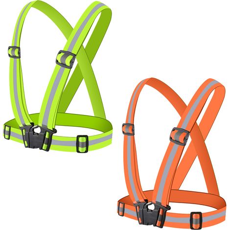 Lot de 2 gilets réfléchissants haute visibilité Légers et ajustables Idéaux pour le jogging, le vélo et les travaux publics (1/5)