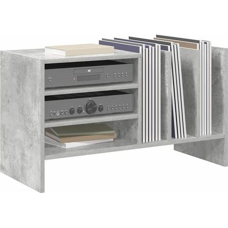 Étagère à Vinyles en Bois d'Ingénierie, Style Béton Gris, Support de Disques 33 Tours, Meuble de Rangement Musique 78,5 x 35 x 45 cm (1/5)