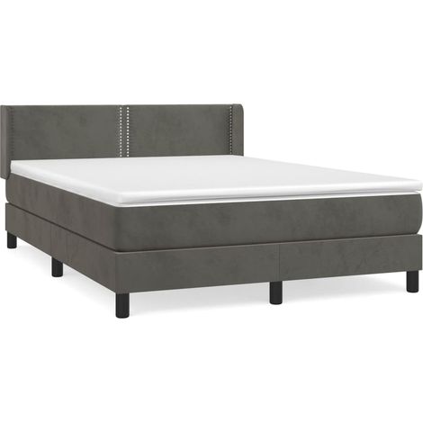 Maison Exclusive - Sommier à lattes de lit et matelas Gris foncé 140x190cm Velours (1/5)