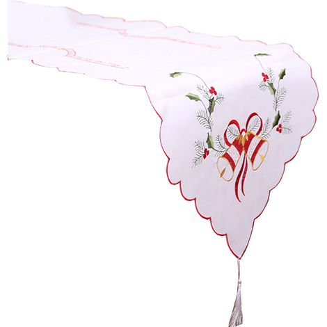 Chemin De Table Noël Cloches Creuses Décoration Festive Pour Repas De Fête En Tissu Résistant 1 Pièce (1/2)
