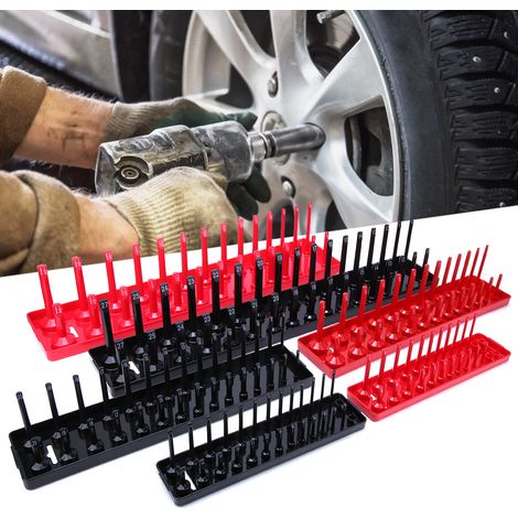 Organisateur de rangement pour douilles métriques/pouces (6 pièces) - Plateau de rangement multifonctionnel en plastique (1/5)