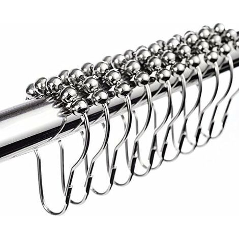 BUNTHAUS Lot de 12 Anneaux de Rideau de Douche en Acier Inoxydable avec système Coulissant, 12 Crochets Simples, 69 x 39 mm (1/5)
