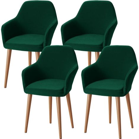 Housses de chaise extensibles avec accoudoirs, lot de 4, lavables, pour fauteuils de bureau et de salle à manger (1/5)