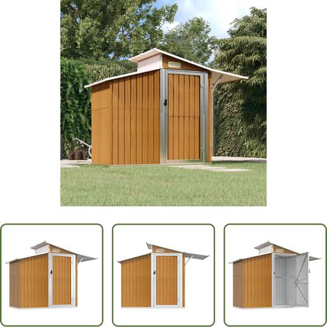 Gartenhaus - Geräteschuppen Braun 270x130x208,5 cm Verzinkter Stahl (1/5)