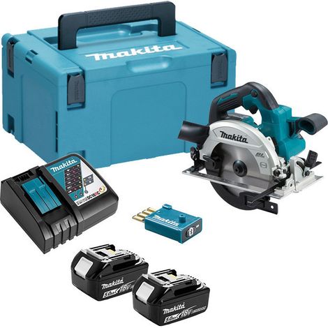 Makita – Scie circulaire 18V 5Ah avec 2 batteries Li-Ion – Moteur sans charbon – Coupe 57mm – Coffret – DHS661RTJU (1/10)