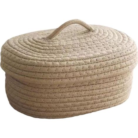 Panier Rangement Tissé – avec Couvercle Brun (1/5)