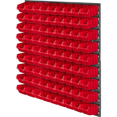 KADAX Werkstattwandregal, Werkstattregal für Garage, Rot, 81 Stück, 78x78 cm