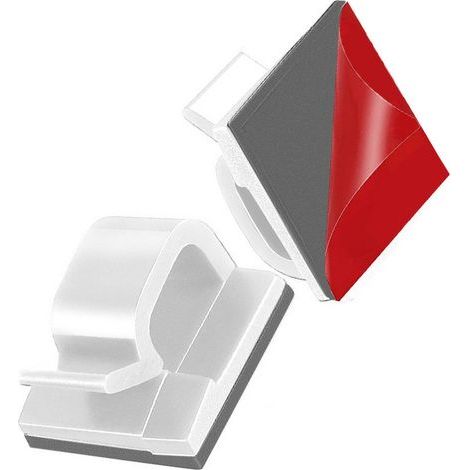 Support de câble autocollant, organisateur de câbles de bureau simple pour le rangement des fils, petit carré blanc (1/5)