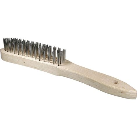 Brosse à main Osborn 295/145, fil lisse en acier inoxydable 0,30 mm T25 corps en bois / 4 rangées Matériau n° 1.4571