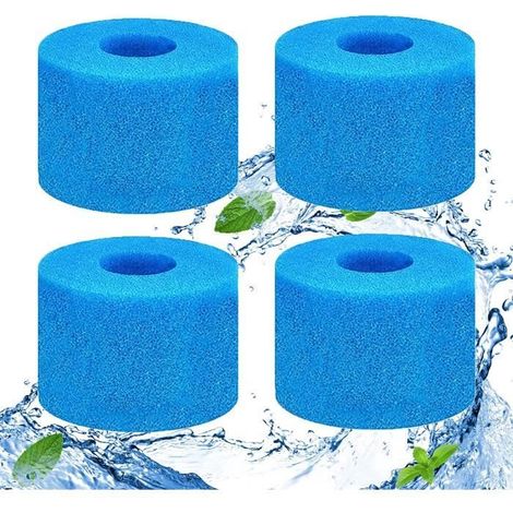 Lot de 4 Filtre Spa S1 Mousse, Éponge Filtrante Type S1, Filtre Mousse Spa, Mousse a Filtre pour Piscine, Réutilisables et Lavables (1/4)
