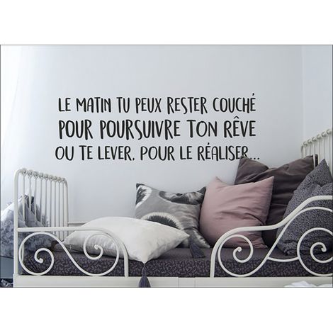 Sticker autocollant décoratif 68 cm X 24 cm - Citation: "Réalise ton rêve, lève-toi" (1/2)