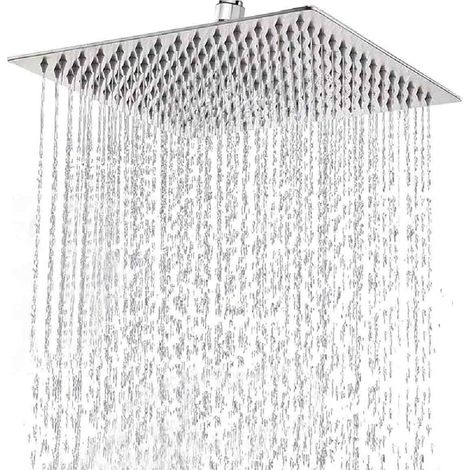 Pommeau De Douche - Tete De Douche Pluie Carrée - Inox - Filetage 1/2 Pouces - Rotatif 360° Inclinable 30° - Economie D Eau - 1 Piece (1/5)