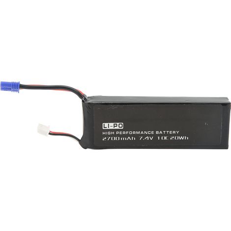 Batterie Lipo 7.4V Noire 2700mAh 10C Connecteur EC2 Femelle Stable Précise pour Drone RC Réparation Remplacement (1/5)