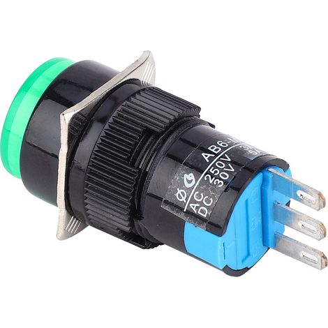 Interrupteur à bouton-poussoir momentané (5 pièces) LA16‑11/AB6‑M, 250 V CA 3 A, 30 V CC 5 A, bouton rond (1/5)
