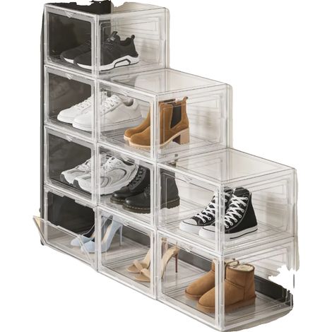 Organizzatore per scarpe, design impilabile, facile accesso, trasparente (1/5)