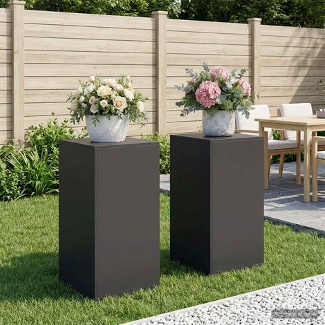 vidaXL Plant Stand 2 pcs Black 40 x 40 x 80 cm Steel (1/5)
