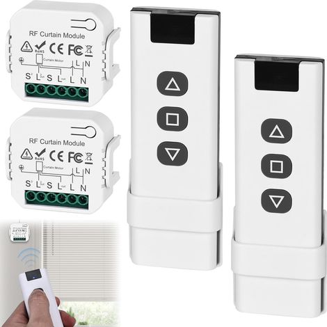 Lot de 2 commandes de volet roulant sans fil - Interrupteur intelligent - Compatible avec interrupteur sans fil 230 V - Pour volets roulants, stores, stores - Interrupteur sans fil composé d'une (1/5)