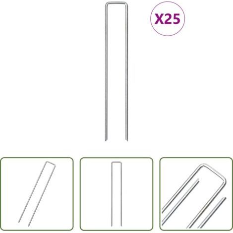 Piquet de jardin - Piquets de sol en forme de U 25 pcs 20x4 cm acier galvanisé (1/5)