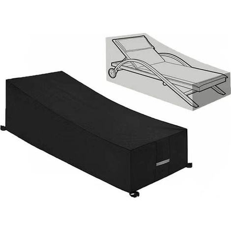 Housse de protection promotionnelle , imperméable, coupe-vent, résistante aux UV, en tissu Oxford 210D, pour chaises longues et chaises de plage (210 x 75 x 40/80 cm) – Noire (1/4)