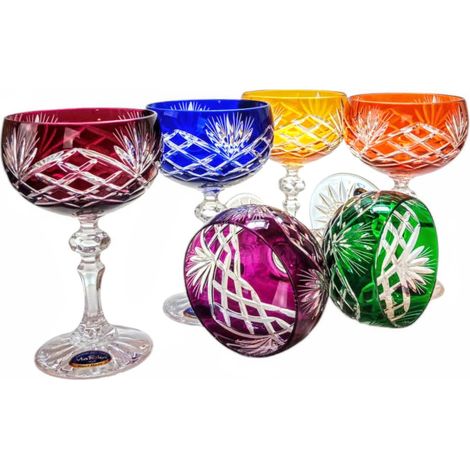 Verres à champagne en cristal coloré 150 ml Ananas (1/5)