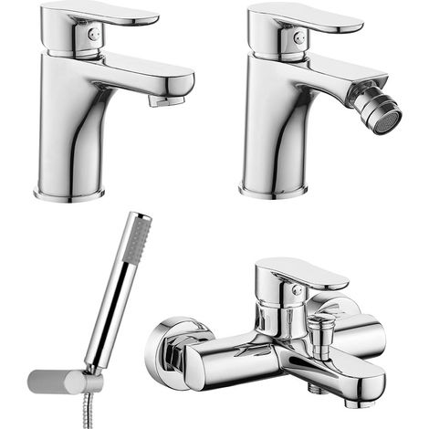 Set miscelatore lavabo e bidet con scarico salterello e miscelatore vasca esterno con doccetta Selma (1/5)