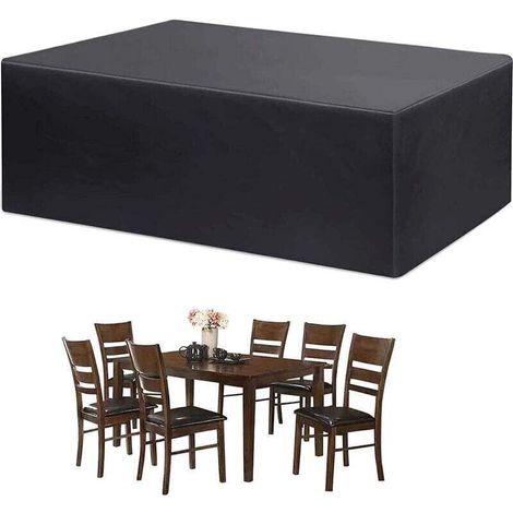 Housse de Protection Imperméable pour Meuble Table Chaise Tissu Oxford 180x120x74m Étanche Couverture Extérieur Anti-UV Vent avec Boucle