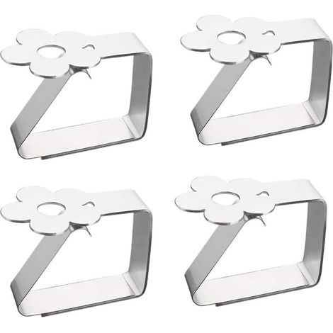 Pinces à Nappe en Acier Inoxydable 4 pièces à Motifs de Fleurs Support de Nappe l'épaisseur de la Table ne Dépasse Pas 3 cm de Couverture de Table Clip de Patio Maison Jardin Extérieur-Fei Yu (1/4)