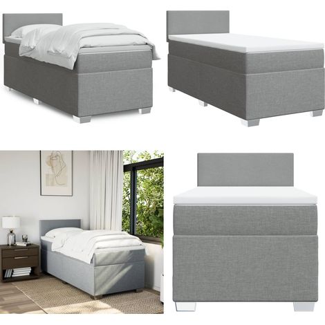 Boxspringbett mit Matratze Hellgrau 90x200 cm Stoff - Boxspringbett - Doppelbett - Bettgestell - Bettrahmen - Schlafsystem - Home & Living (1/5)