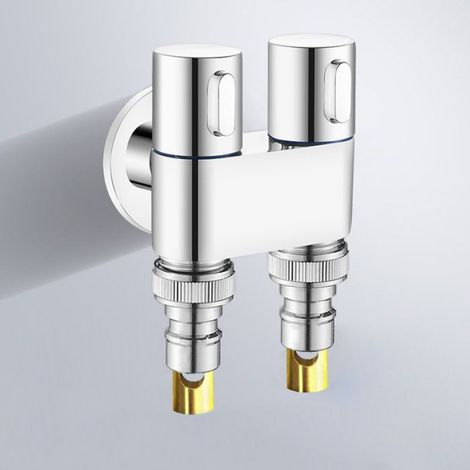 Mini buse d'eau en cuivre, vanne triangulaire une-en-deux-sortie à double commande pour la maison (1/3)