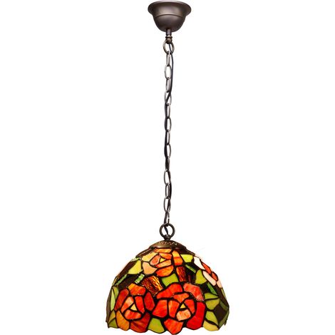 Lampe à suspension avec chaîne et abat-jour Tiffany diamètre 20 cm Série New York