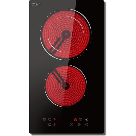 Plaque vitrocéramique 2 feux 3200W – Dimensions 52 x 29 cm – Encastrable sans prise – Zone dual pour casseroles petites et grandes