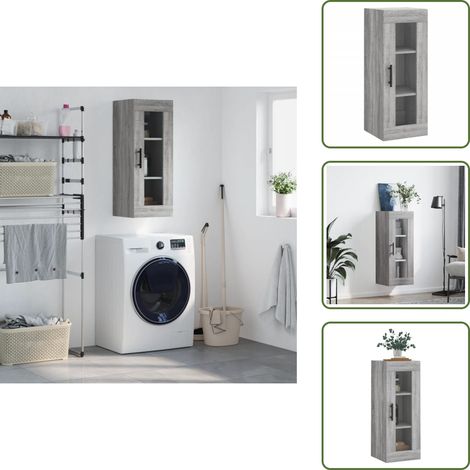 Armoire murale sonoma gris 34,5x34x90 cm - Armoire Murale - Meuble Rangement - Armoire Suspendu - Buffet Haut - Meuble Salon (1/5)