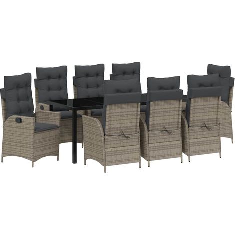 Maison Exclusive - Set da Pranzo per Giardino 9 pz Grigio polyrattan (1/5)