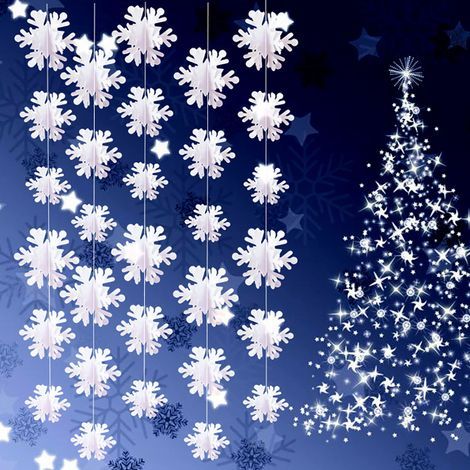 Guirlande décorative flocons de neige de Noël, 3 mètres, 3 tailles, ornements pour décoration de fête, maison et ambiance hivernale. (1/5)