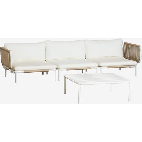 Set da giardino con divano modulare a 3 pezzi con 2 moduli angolari e tavolino in acciaio Roubly SKLUM            