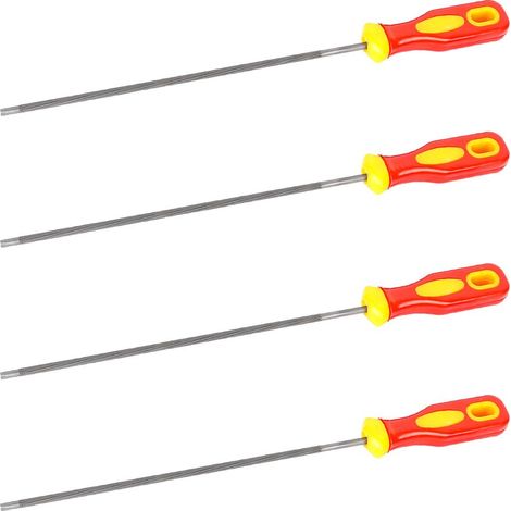 Set di 4 affilatori rotondi per motoseghe, adatti a diverse catene.