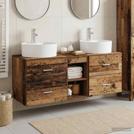 vidaXL Bathroom Cabinet Set 3 pcs Old Wood 129 x 44.5 x 82 cm (1/5)