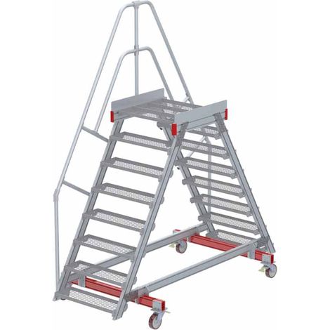 Euroline 512 mobiler Überstieg 60° Stufenausführung Stahl Gitterrost Stufenbreite 800mm 8 Stufen