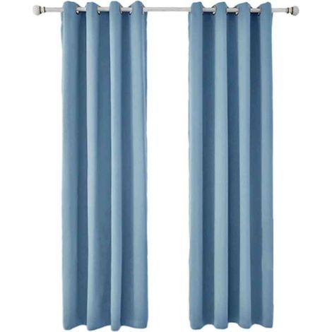 2 Pièces Rideaux Occultants Thermiques pour Salon - 140x240cm - Bleu Clair (1/5)