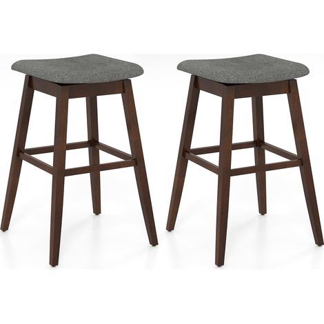 Lot de 2 Tabourets de Bar Pivotants Charge 140KG, Chaises de Bar avec Assise Rembourrée Profilée, Repose-pieds et Pieds en Bois d'Hévéa, 50x50x76cm (1/5)