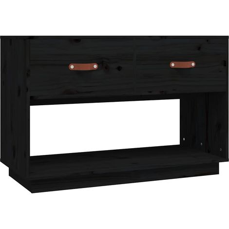 vidaXL Mueble de TV madera maciza de pino negro 90x40x60 cm (1/2)