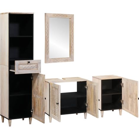 Maison Exclusive - Juego de muebles de baño con cajón 4 pcs Mader