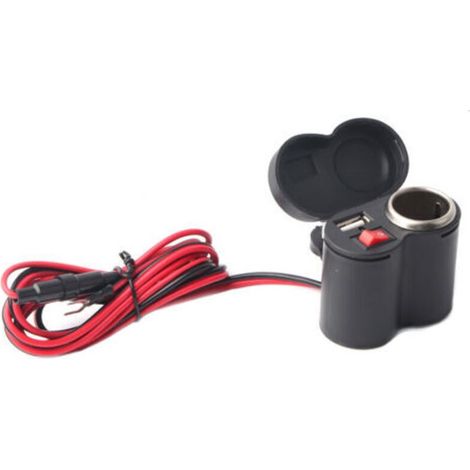 Chargeur USB, allume-cigare anti-poussière avec fixation pour moto, pour tablettes et téléphones-Crezuo