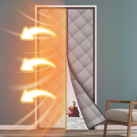 Rideau Thermique Porte Magnétique - 100x220cm Brun Insonorisant - Pour Hiver, Balcon et Climatisation (1/5)