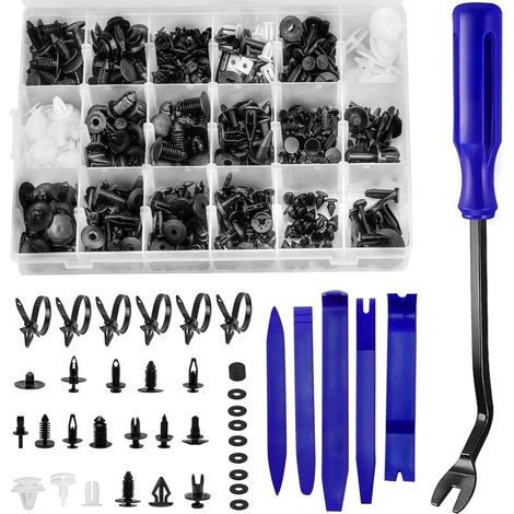 447 Pièces Rivet Clips Plastique Rivets Plastiques Fixation de Protection avec 18 Tailles Formes et Tailles Universel pour Auto Voitures Panneaux de Portes avec Outil de Suppression (1/5)