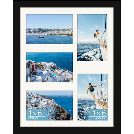 Cadre Photo 28x36 cm avec Passe-partout pour 5 Photos 10x15 cm, Noir (1/5)