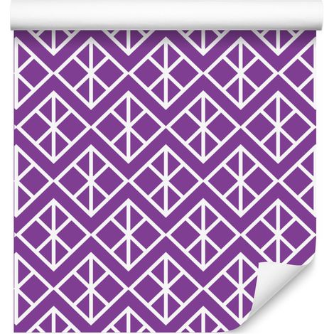 Carta da parati con motivo geometrico viola e lavanda per soggiorno e camera da letto, 50x1000 cm (1/5)