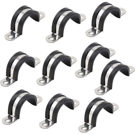 10 colliers de serrage en U de 25 mm avec serre-câbles rembourrés en caoutchouc, colliers en U doublés de caoutchouc, supports de montage doublés de caoutchouc EPDM (1/5)