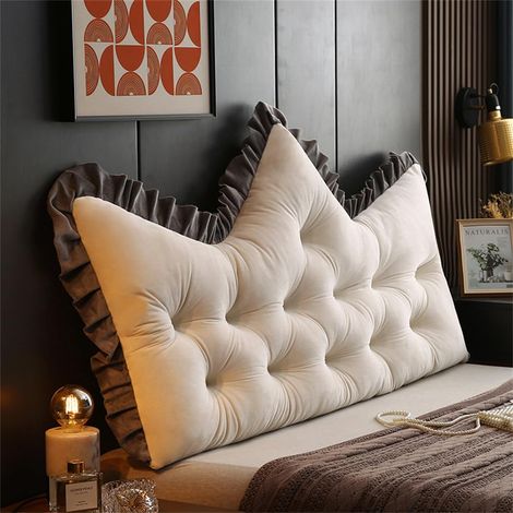 1 Crown Princess coussin doux, tête et Tatami lit confort coussin, tête d'oreiller pour banc, canapé double, bureau, blanc 150 60cm (1/5)