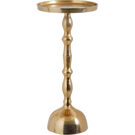Table d'appoint ronde dorée bout de canapé en aluminium recyclé et MDF H54 x Ø25 cm - PANGIVO (1/5)
